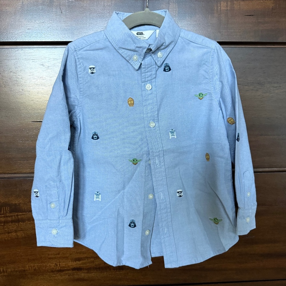 Janie and Jack STAR WARS Embroidered Oxford Shirt Size 3